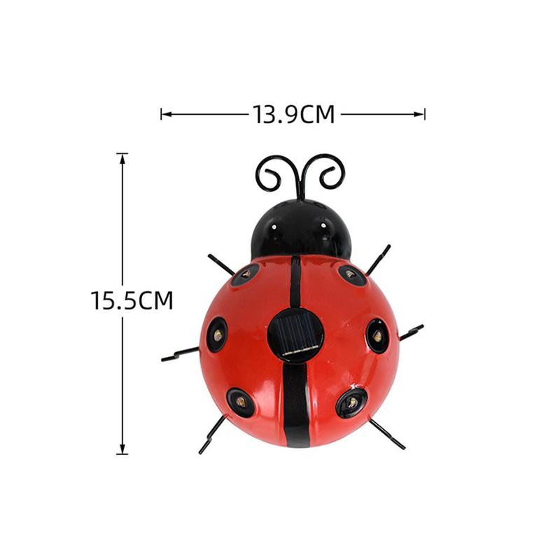 Solar Ladybug Lamp Outdoor Waterproof Garden Statue Wall Hanging LED Solar Powered Light For Garden Lawn Tree Landscape Decor