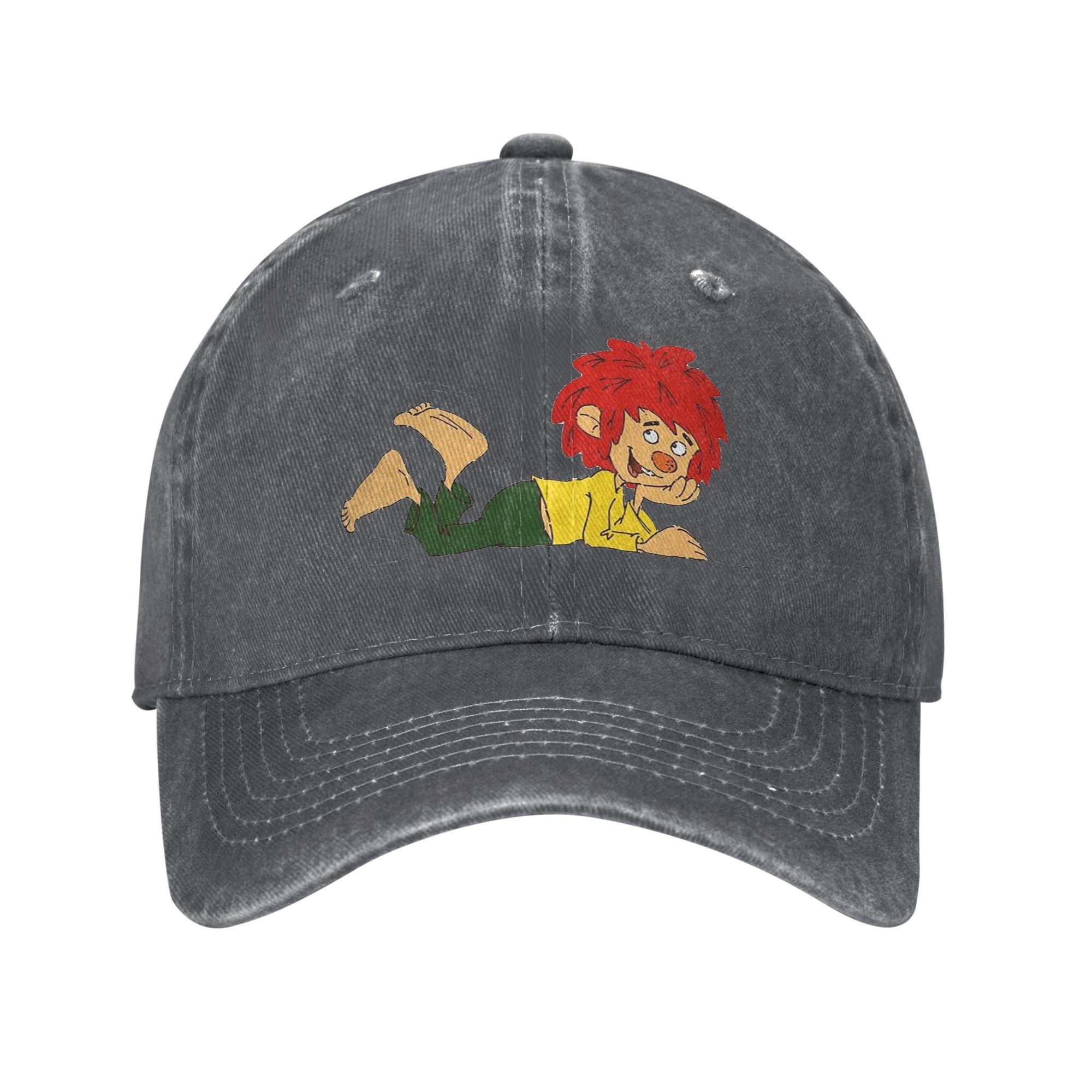 

Pumuckl Washed Denim Baseball Caps Snapback Baseball Hats Breathable Casquette Outdoor Unisex One Size