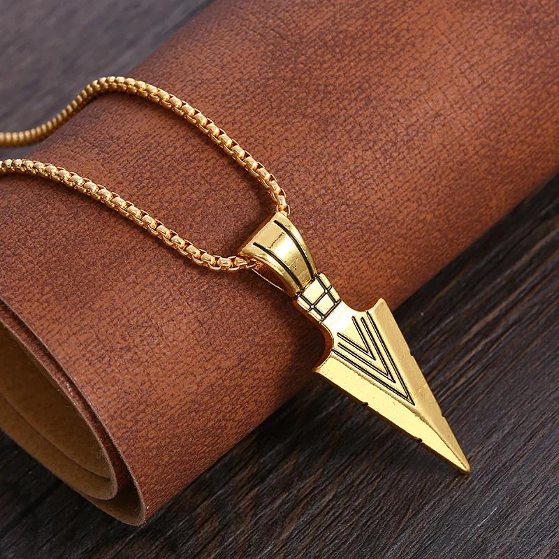 Arrow Pendant Necklace Hip Hop Style Stacktable Stainless Steel Chain Silver Color Simple Vintage Neck Jewelry For Men Women