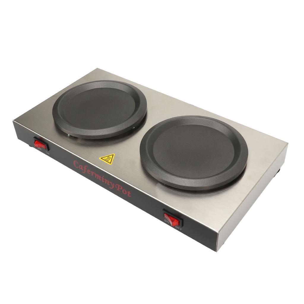 Aquecedor de Café Duplo Aquecedor de Cafeteira Comercial Dupla Chapa Quente Aço Inoxidável Portátil