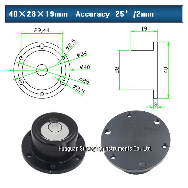 HACCURY Round Metal Spirit Level with Base Mounting Holes