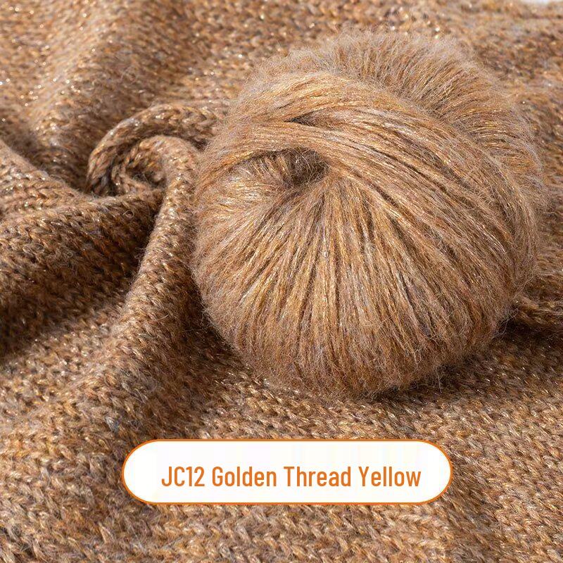 Medium-Thick Sparkly Mohair & Wool Soft Hand-Knitting Yarn Skein