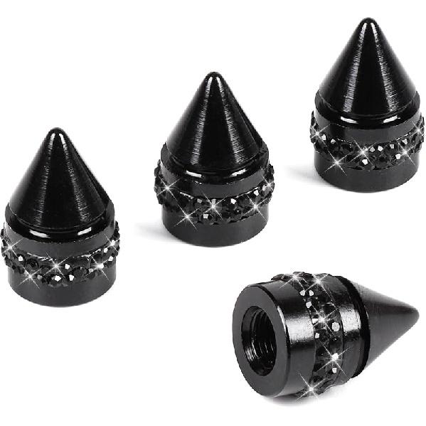 Bling Tire Valve Caps, Handmade Crystal Rhinestone Dimand Tire Caps, 4 Pack Aluminum Alloy Universal Valve Stem Caps Bling Car Accessories for
