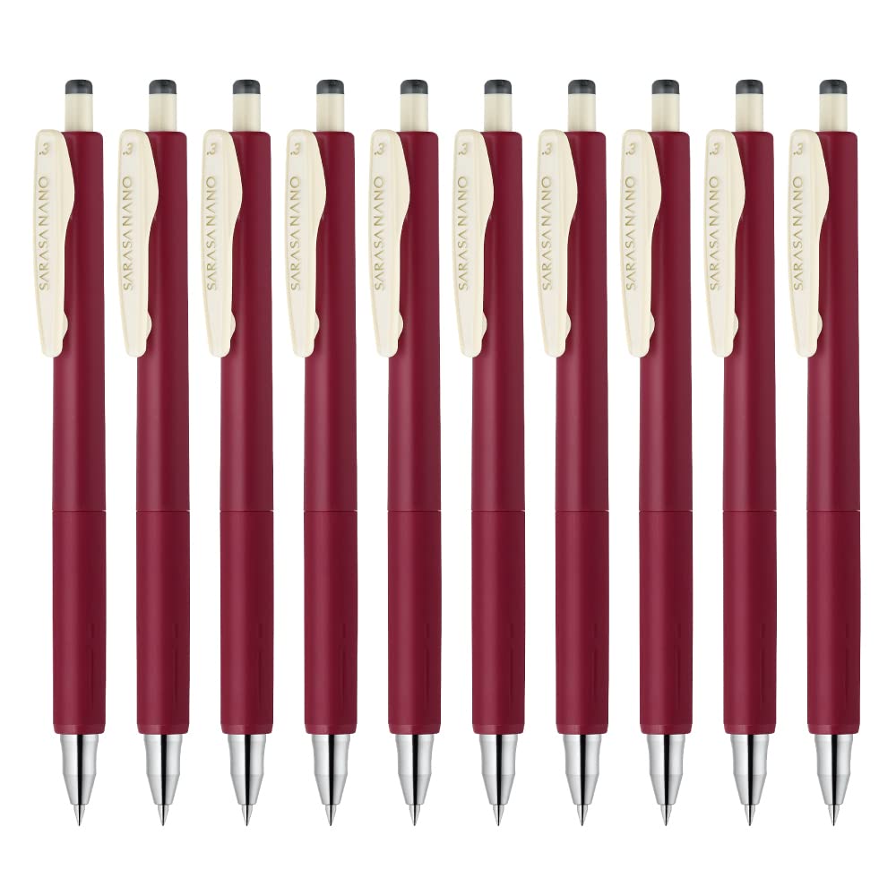 Zebra Sarasa Nano Gel Ballpoint Cassis Pen, 0.3mm, Black, 10-Piece Set, B-JJH72-VCB