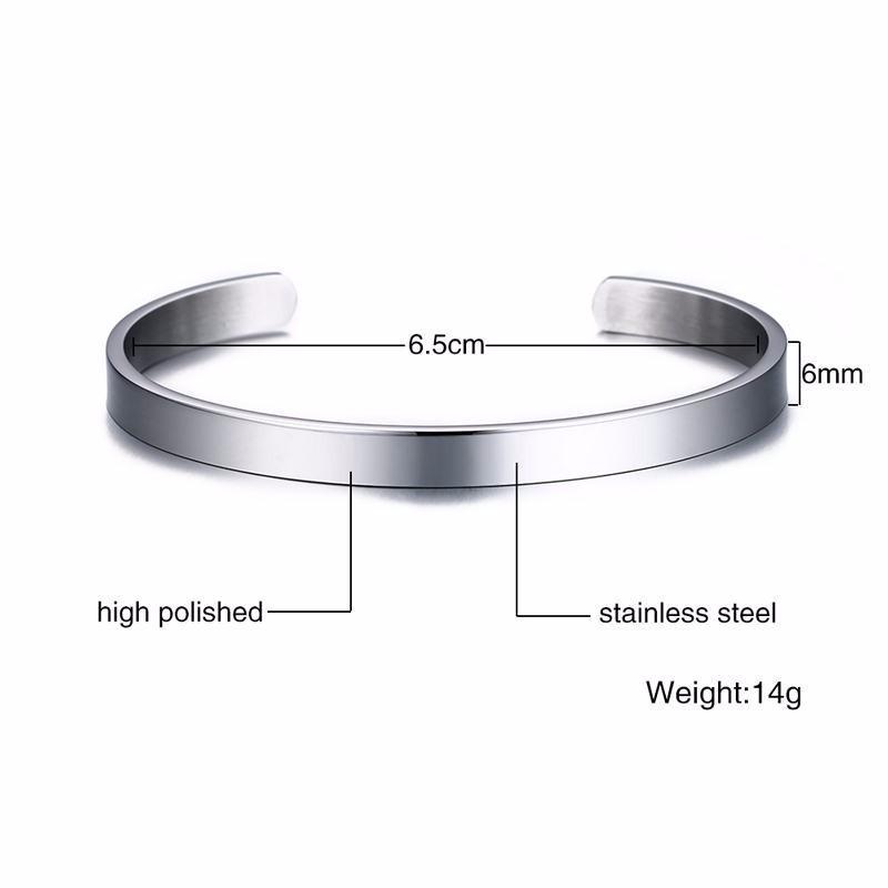 Vnox Kundenspezifisches Basic Klassisches Armreif für Herren Damen Glänzender Edelstahl Schlichter Manschettenarmreif Personalisierter Name Geburtstagsgeschenk