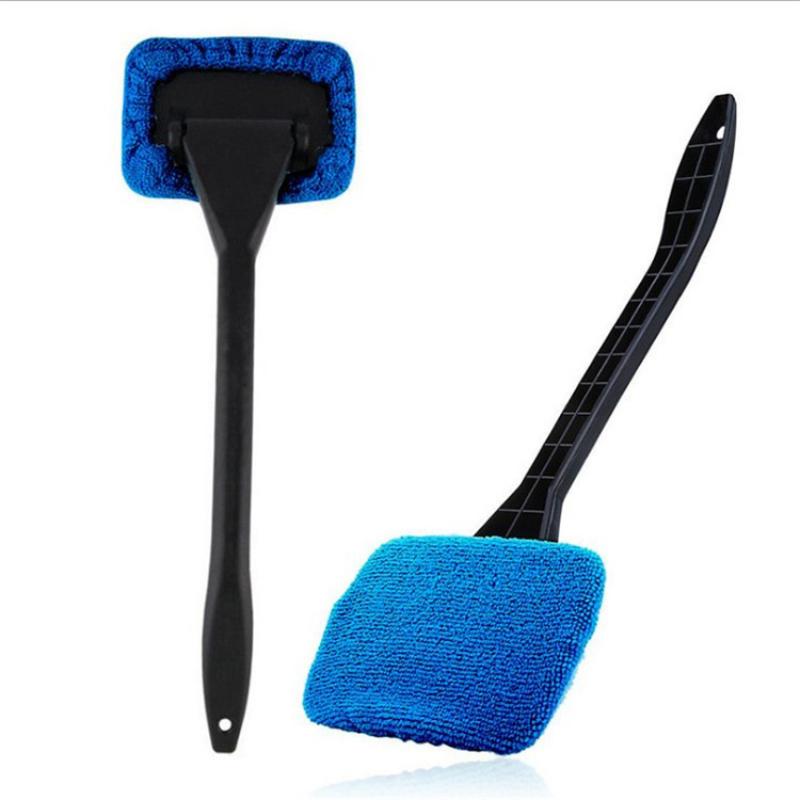 Car Windshield Cleaning Brush With Extended Handle Soft Microfiber Pad Removes Dust Fingerprints In Cars