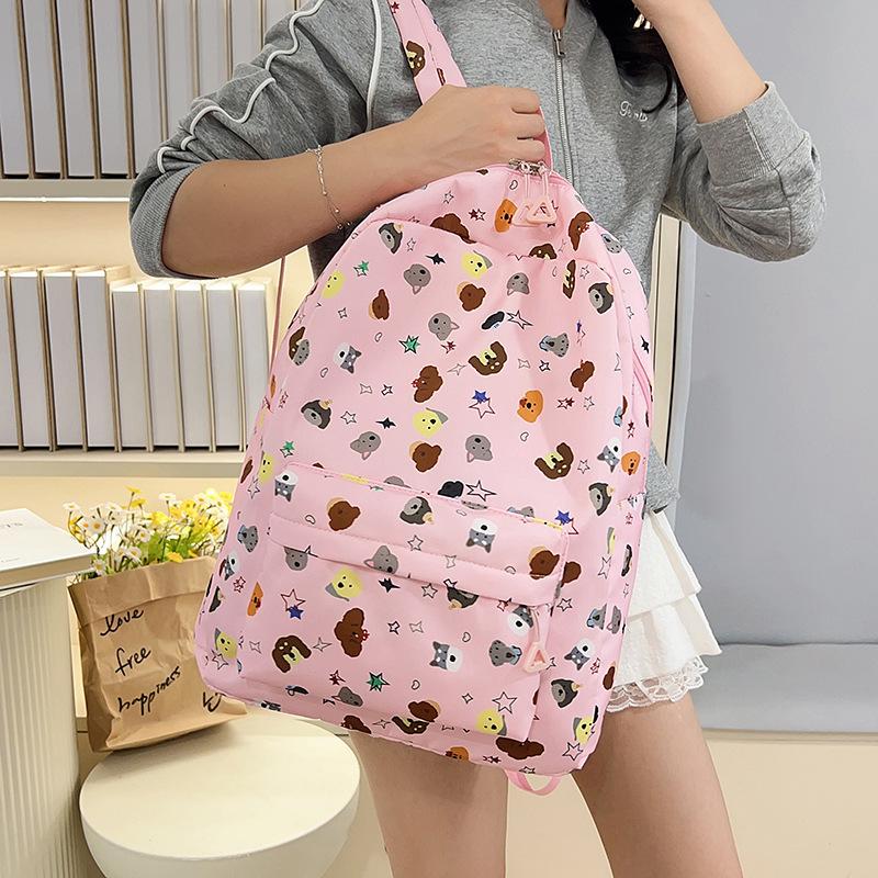 Cute Cartoon Puppy Dog Print Backpack Large-Capacity Casual Student Schoolbag  Delicate Personality Trend Travel Bag Gift