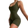 Tuta da Yoga Senza Maniche Scollo a U Schiena a Croce Costinata Monocolore Alta Elasticità Bodycon Tuta Attività Streetwear
