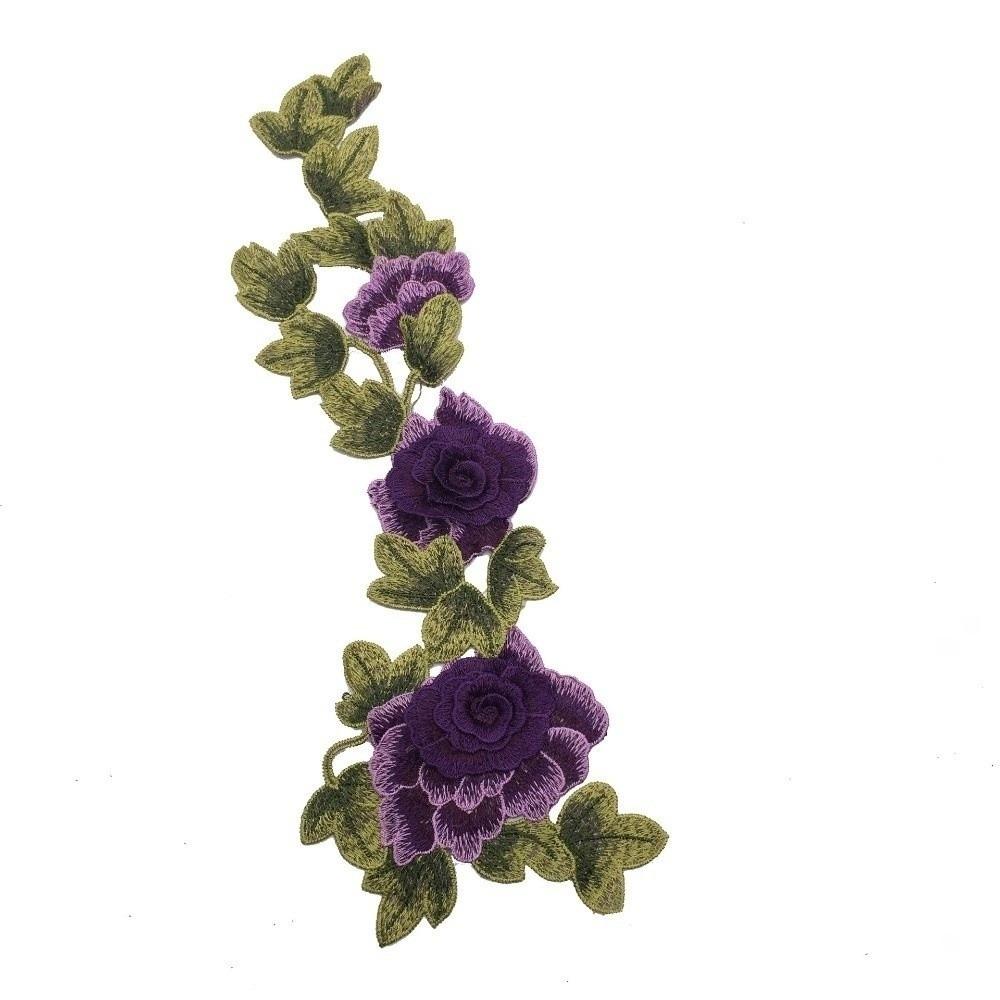 DIY Handmade Embroidery Floral Leaves Appliques Polyester Fiber Floral Patches Wedding Decoration