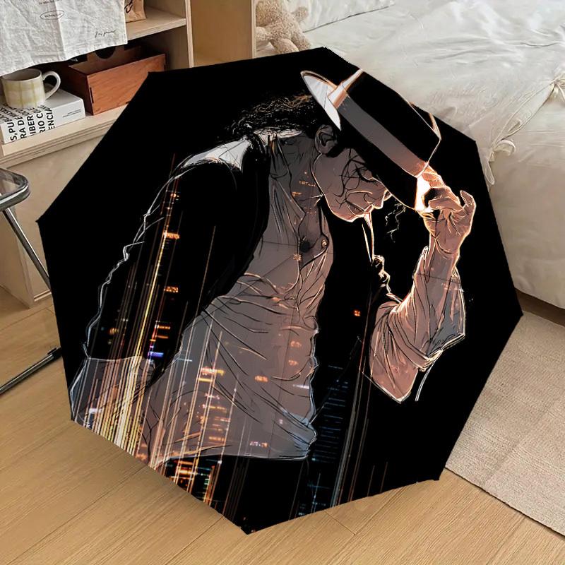 

1pc Michael Jackson Automatic Folding Umbrella, Portable Collapsible Design, Casual Outdoor Accessory L1202007