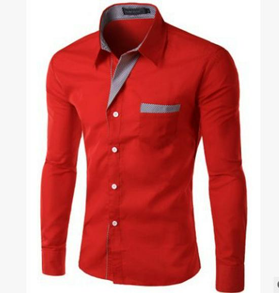 Men's Stylish Striped Long Sleeve Slim Fit Color Block Shirt, Four Colors A20