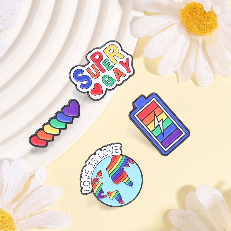 Xiaomi LGBT Rainbow Pride Super Gay Hearts Enamel Pin Love Is Love Rainbow Earth Full Battery Brooch Bag Badge Jewelry Gift for Friends