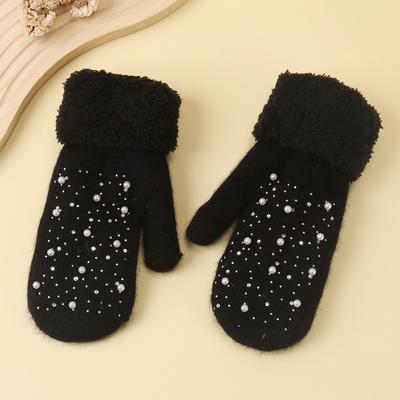 Personalisierte Niedliche Mädchen Herz Lamm Samt Perlenhandschuhe All-Inclusive Winterhandschuhe Verdickte Warme Partnerhandschuhe