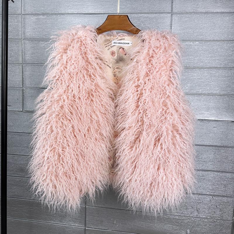 Autumn Winter Eco-Friendly Fur Women's Vest Artificial Fur Lamb Wool Warm Sleeveless Coat Clothing