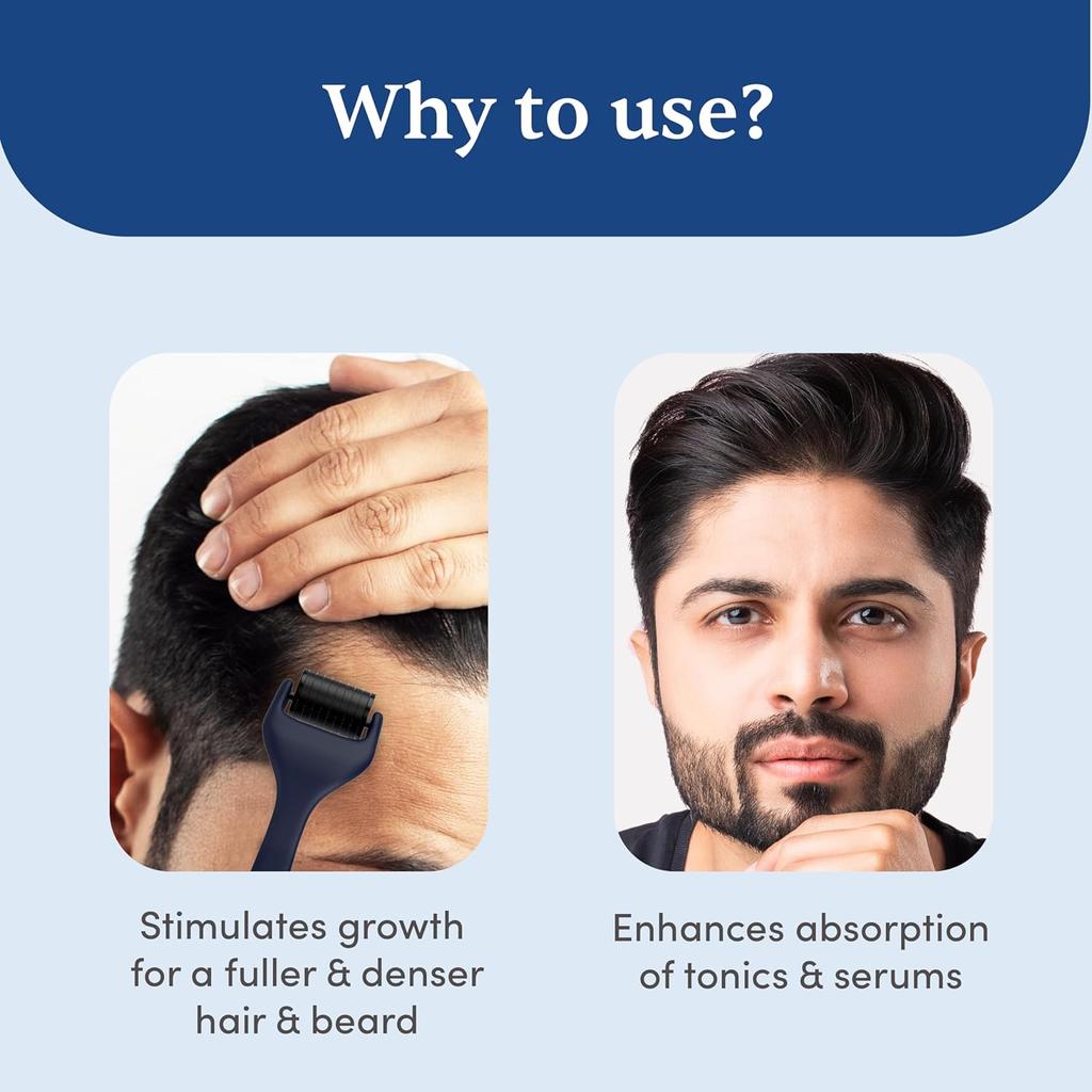 Man Matters Advanced Derma Roller 0,5 mm Titan-Nadeln zur Stimulierung des Bart- und Haarwuchses, Sicher und Einfach zu Bedienen