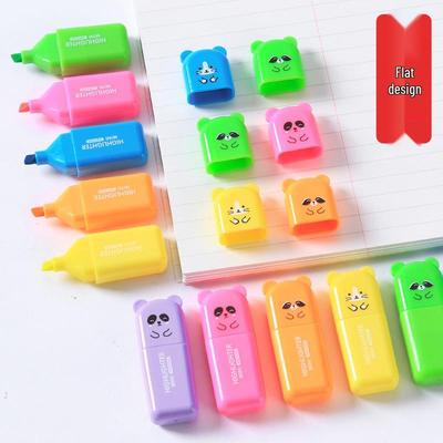 Bear Cartoon Fluorescent Pen Set, 1559: Mini Colored Marker Pens with Fun Bear Shapes