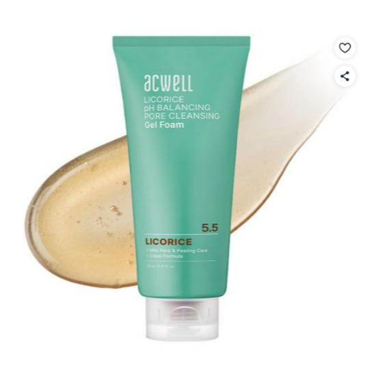 ACWELL Licorice pH Balancing Pore Cleansing Gel Foam Gentle Deep Cleanser 160ml