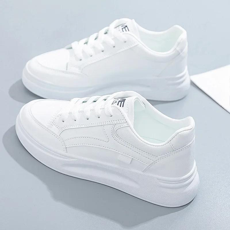 Outdoor Women Walking Shoes Skateboarding Shoes Women Sneakers PU Leather Lace-Up Breathable Jogging Casual Sneakers De Mujer