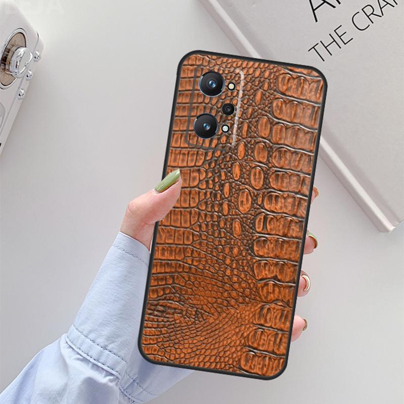 Crocodile Pattern Print For Realme 11 10 12 13 14 Pro Plus GT 5 6 6T GT7 Pro C67 C61 C53 C51 C21Y C25S C55 C75 Case