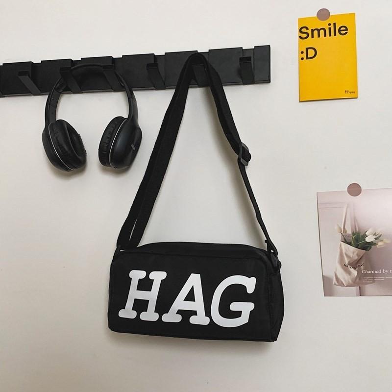 Trendy Street Style Oxford Cloth Small Square Bag With Letter Print For Women чёрный