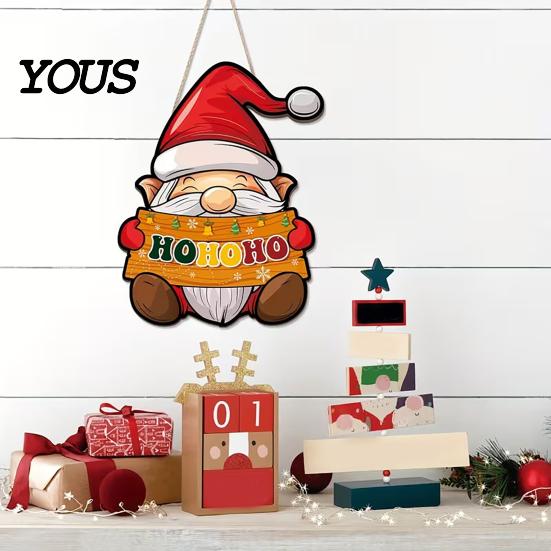 Christmas Indoor Wall Decorations Door Sign, Gnome Shape with Adjustable Hemp Rope, Vintage Hanging Seasonal Decor Decoration Signs, for