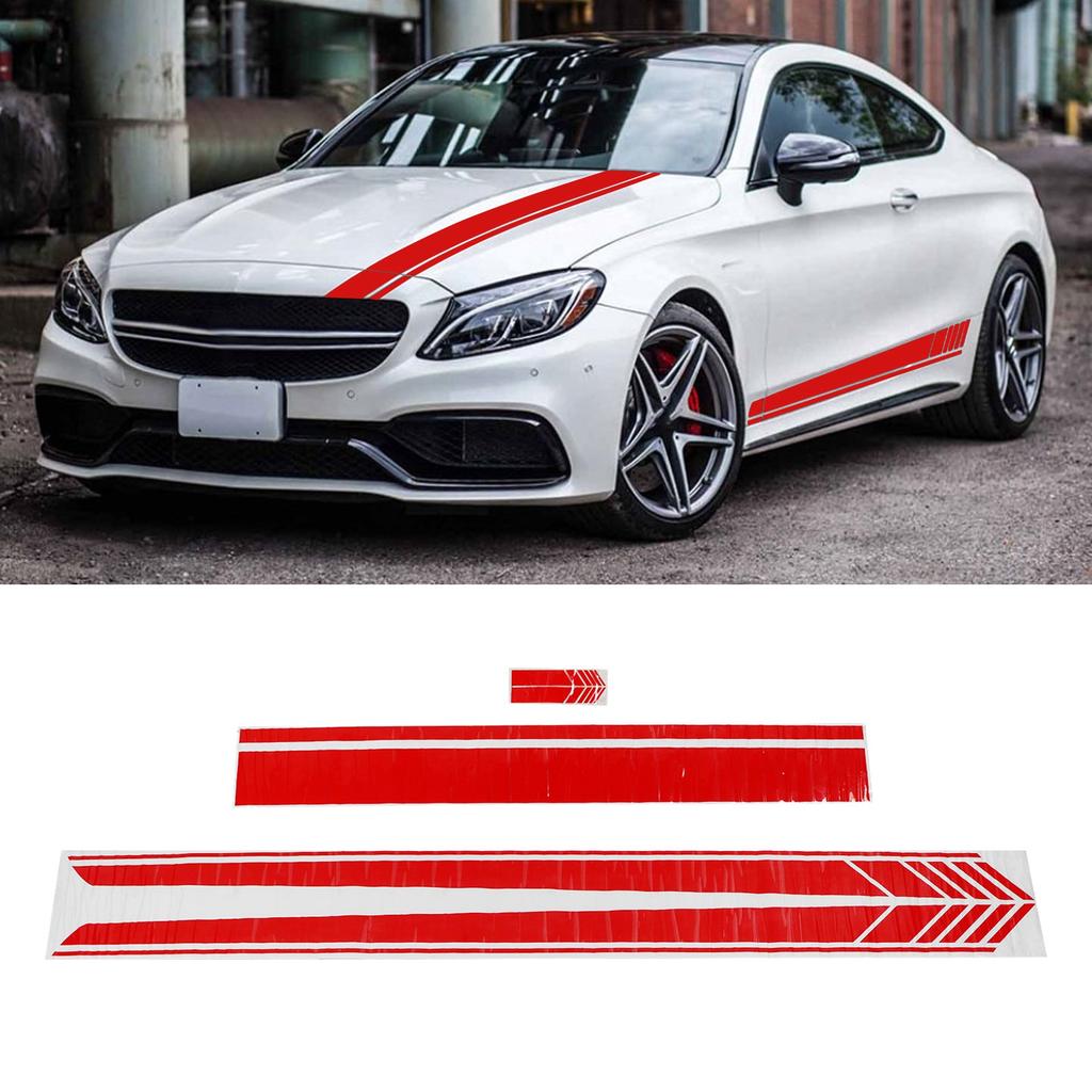Car Hood Sticker Waterproof Door Side Skirt Racing Stripe Stickers Car Body Decal