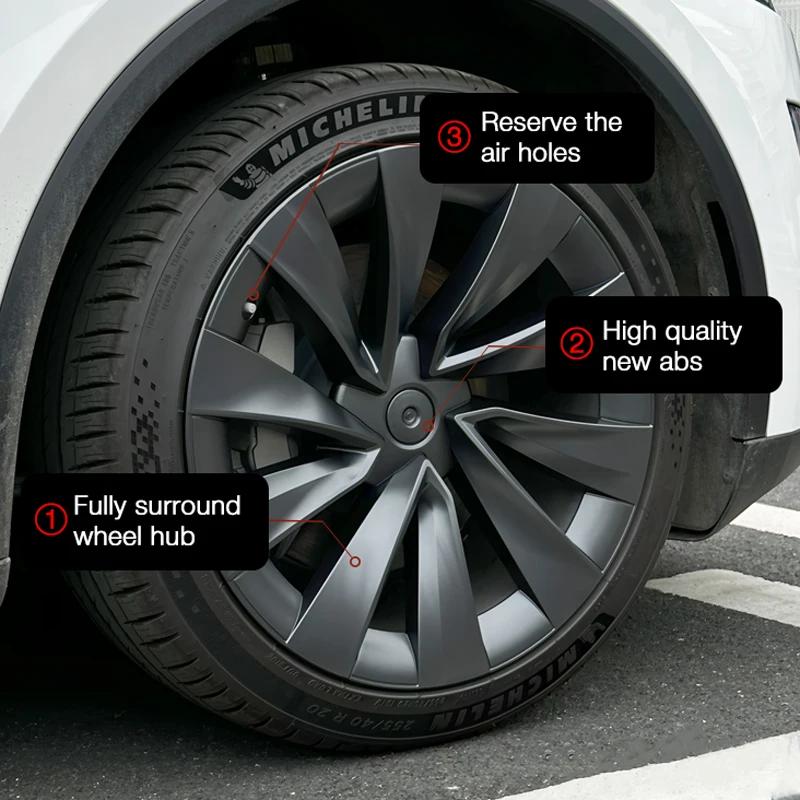 4PCS Hubcaps 20 Inch for Tesla Model Y Juniper 2025 Performance Wheel Cover for Helix 2.0 Wheels Hub Cap Full Rim Accessories