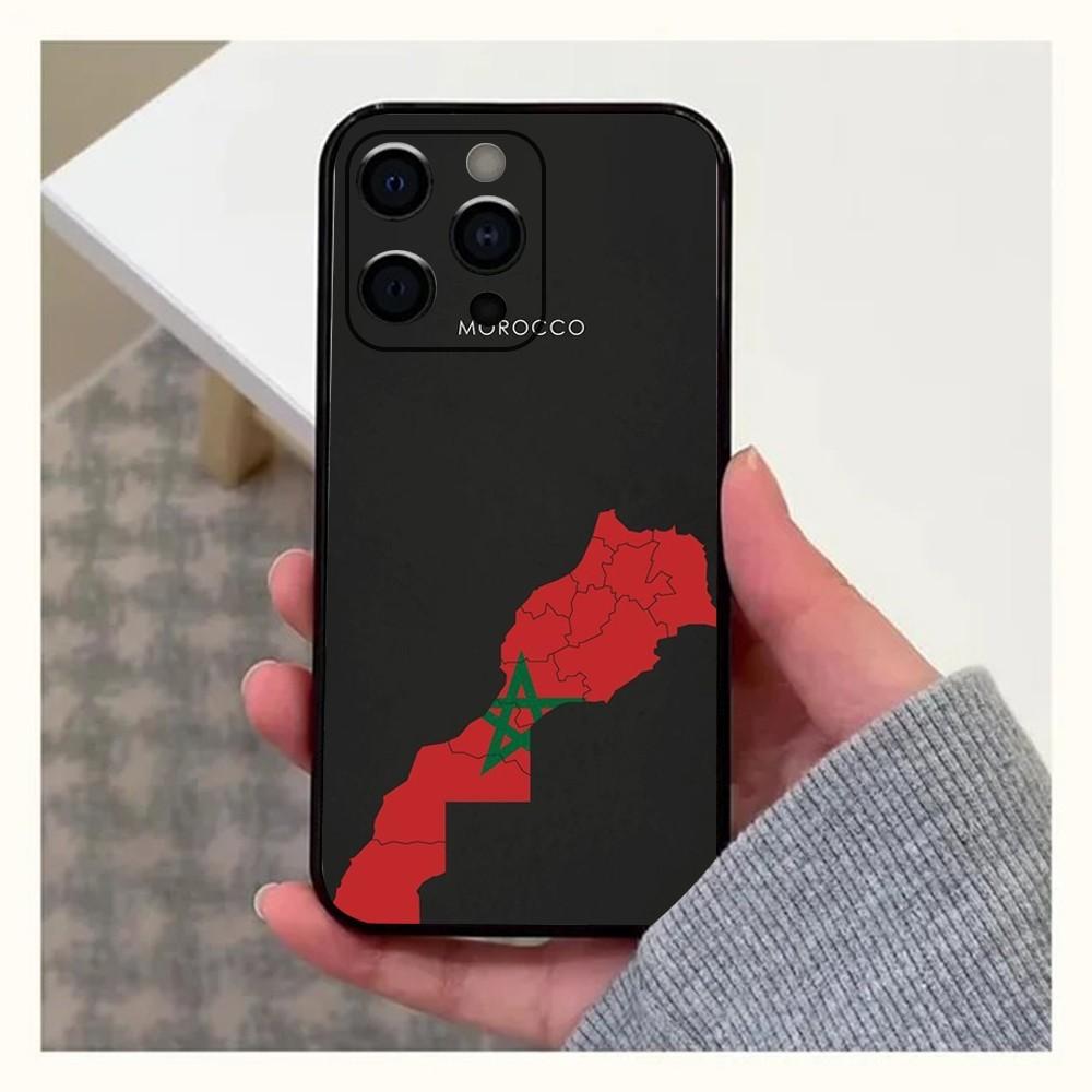 Morocco Flag Phone Case For Apple iPhone 15,14,13,12,11,Pro,X,XS,Max,XR,Plus,Mini Soft Black Cover