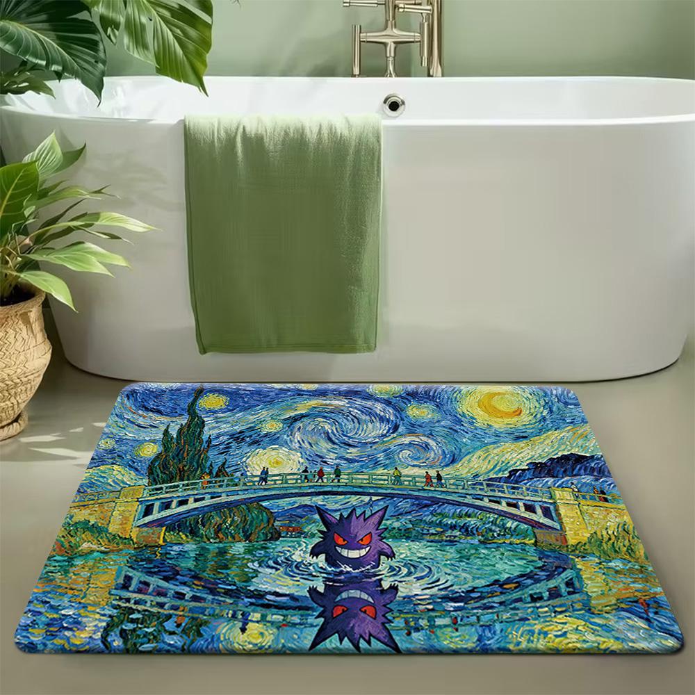 Pokemon Pikachu & Friends Forest Print Doormat Non-Slip Absorbent Floor Mat for Home Entrance