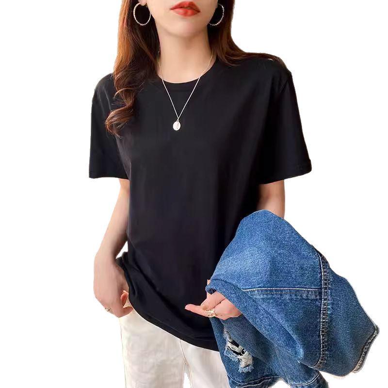 Damen Weiß Reine Baumwolle Locker Geschnitten Kurzarm T-Shirt - Sommer 2025 Kollektion