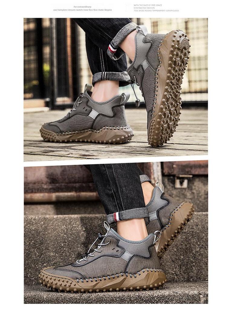 2023 Autumn/Winter Comfortable Hand-stitched Korean Style Genuine Leather Men's Casual Shoes