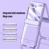 For Samsung Galaxy Z Flip5 5G Hinge Protection Clear Case Hard PC Electroplating Phone Cover with Tempered Glass Rear Screen Protector