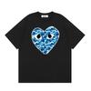 Japanese trendy brand heart-print short-sleeve T-shirt, unisex loose couple's summer casual daily versatile top