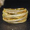 Huitan Luxury Rings Female Novel Multi-level Designed Finger Accessories with Shiny Cubic Zirconia Charms Wedding Band