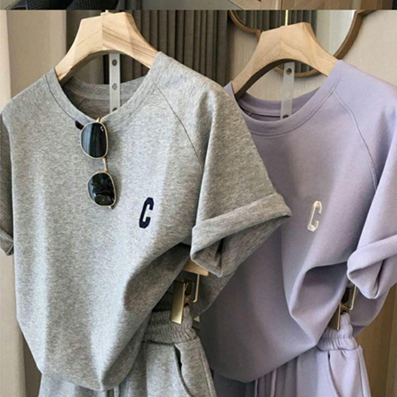 2025 Sommer Damen Locker Lässig Sportliches Kurzarm-Set - Rot