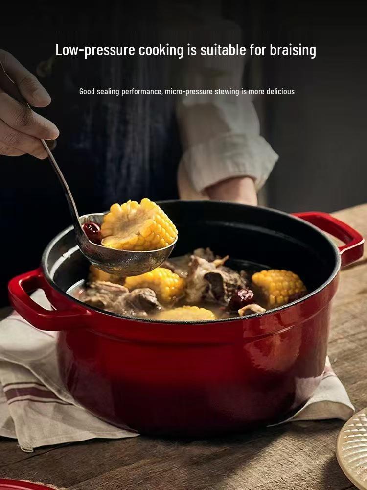 Universal Enamel Ceramic Pot for Stew, Soup, Stir-fry - Compatible with Induction and Gas Stoves
