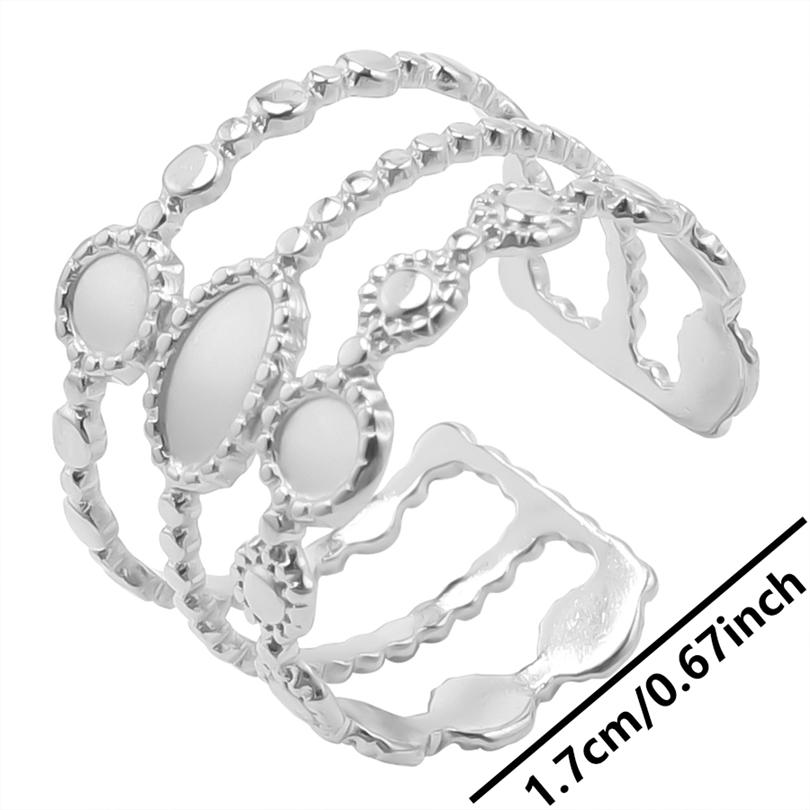 1pcs Crown Heart Shell Charm Ring Two/Three Layered Adjustable Stainless Steel Rings For Women Men Accessories Vintage Jewelry
