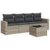 5 Piece Garden Sofa Set with Cushions Light Grey Poly Rattan