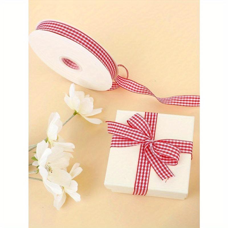 1pc/Red And White Plaid Ribbon, Valentine Bow Ribbon, Plaid Fabric Crafts Plaid Ribbon Rolls Are Used For Valentine's Day Party Decorations