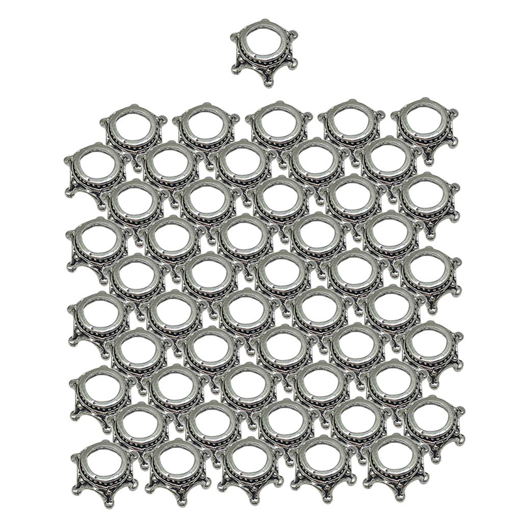 50pcs Crown Charms Beads for Jewelry Making Necklace Earrings Antique Bronze