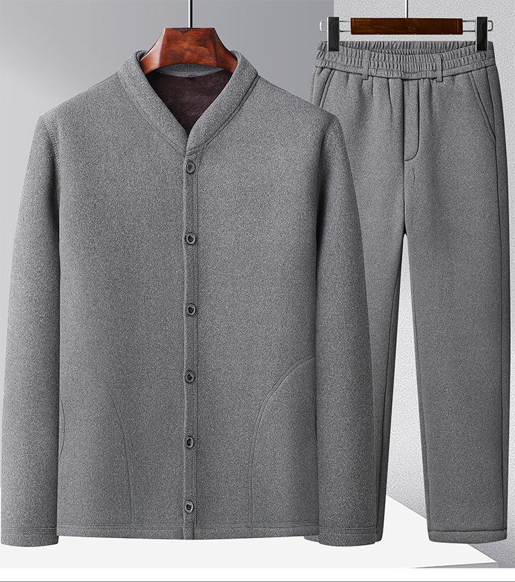 In the elderly men`s sports suit