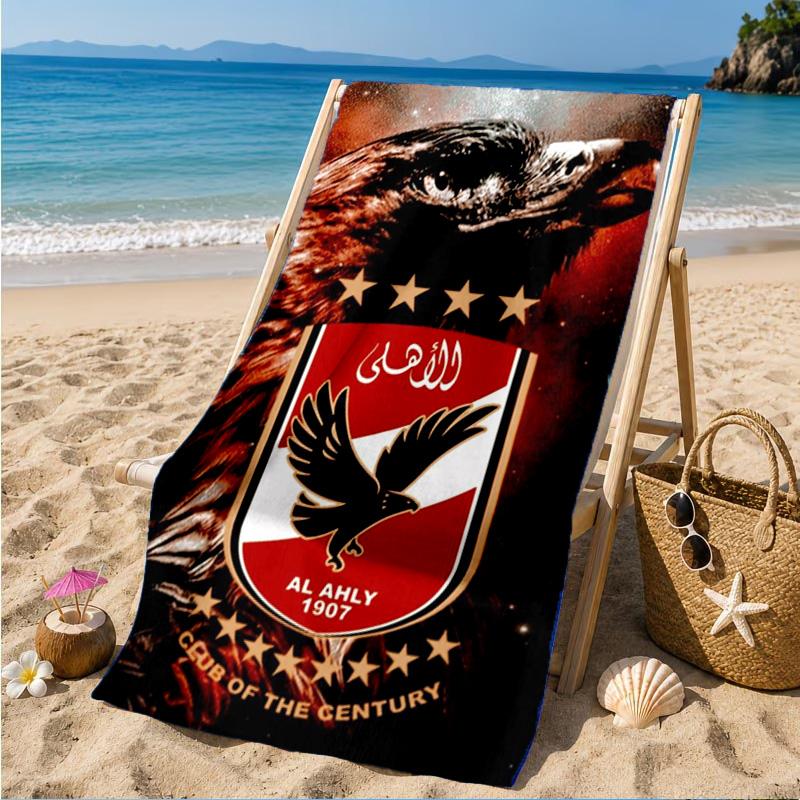 Ahly Football club Printed Microfiber Beach Towel, Soft And Absorbent, Quick-Dry, Ideal for Summer Travel, Beach Essential, Swimming Pool