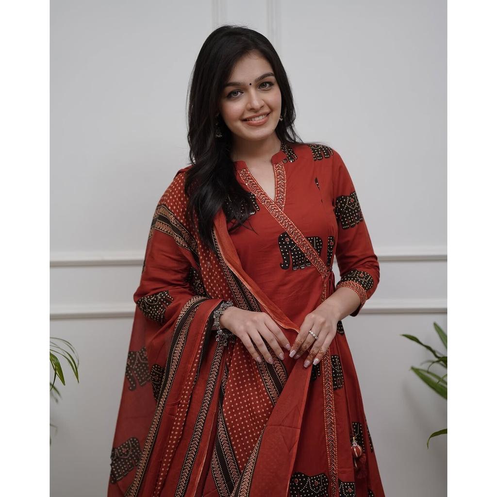 Women Designer Tunic Kurta Pant Dupatta Set Indian Pakistani Party Wear Kurti SC-2260a