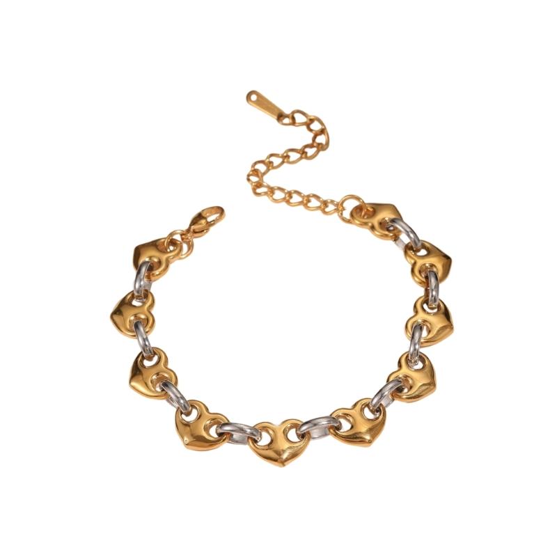 Stylish Heart Pig Nose Charm Adjustable Bracelet Stainless Steel Wristchain For Women Trendy Jewelry Gift