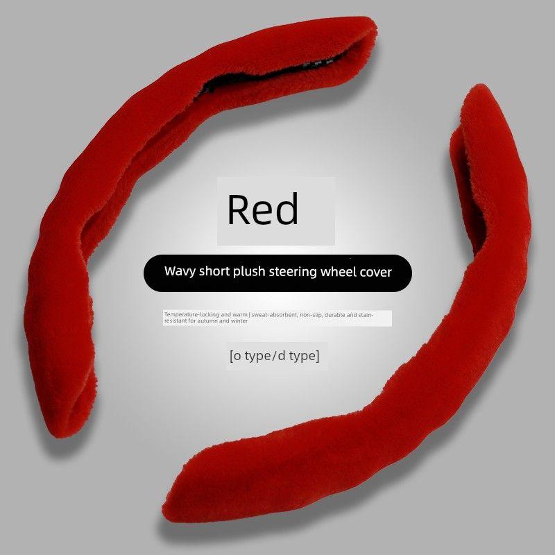 

Car Steering Wheel Cover Autumn and Winter Plush Non-Slip Warm Protective Cover for Men and Women, Ultra-Thin Protective Handle Cover 2025 New Model Hand Warmer Essentials: Plush [Red] 2-Pack