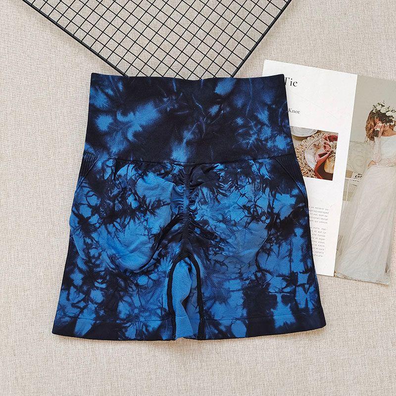 Fashion Style New Arrival Tie-Dye Yoga Pants Female Peach High Waist Hip Raise Pants Breathable Seamless Running Sports and Fitness Shorts