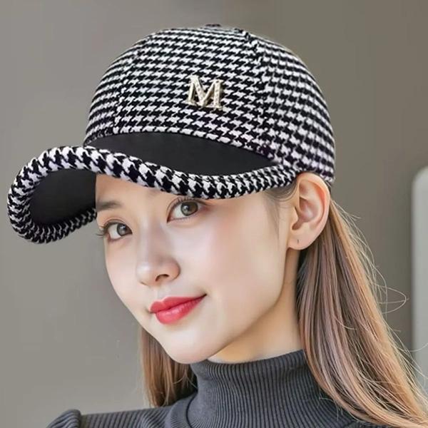 WTEMPO Women's Solid Color Warm Winter Printed Hats Office Ladies Outdoor Commuting Cold-proof Windproof Baseball Hats