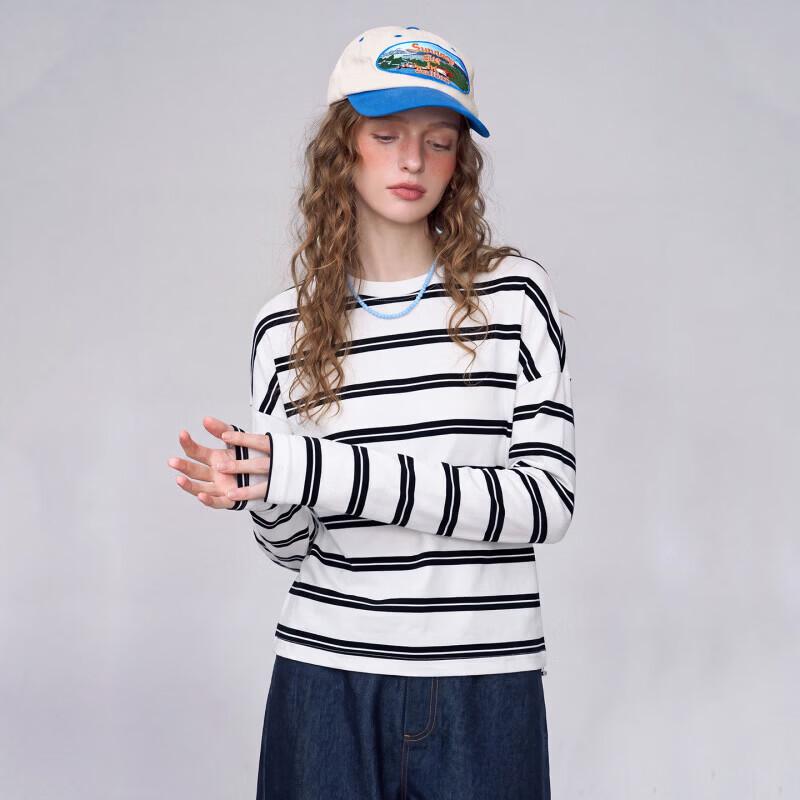 Women's Retro Striped Long-Sleeve Casual T-Shirt