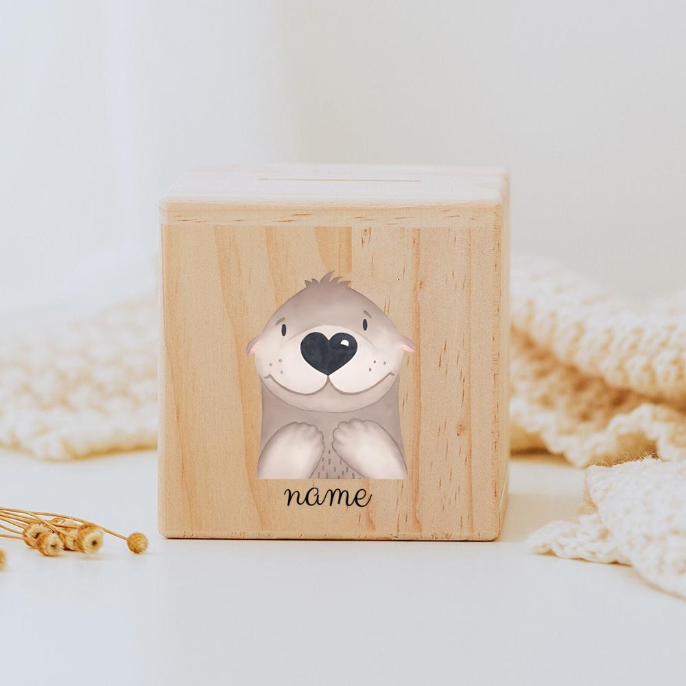 Skarbonka Personalizowana dziecięca skarbonka z kreskówkową nazwą, spersonalizowany skarbonka prezent na chrzest spersonalizowane prezenty wielkanocne dla dzieci