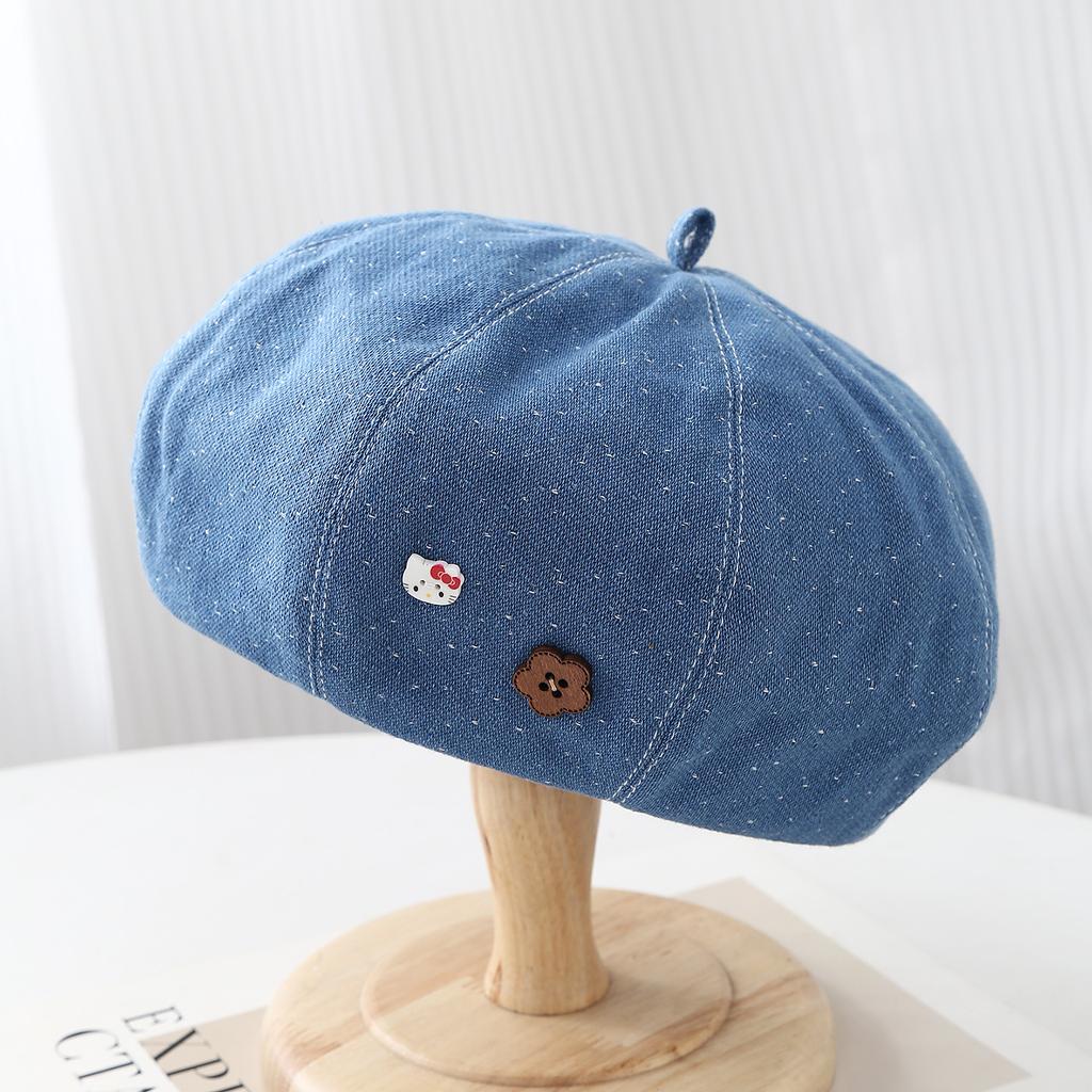 Cute kitten cowboy beret children autumn new sticker cherry fashion painter hat pumpkin hat tide